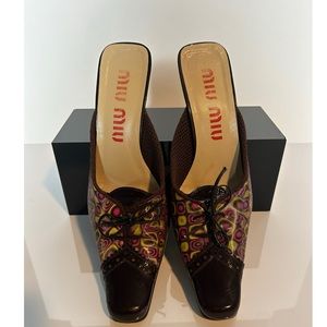 Miu Miu Holographic Heel Mules. A/W 1999 Holographic Runway collection Y2K.